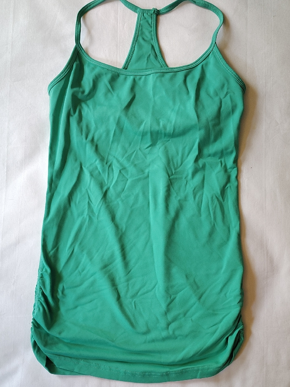 Ideology Green Racerback Athletic Tank XS Size Cinched Sides Built In Bra EUC